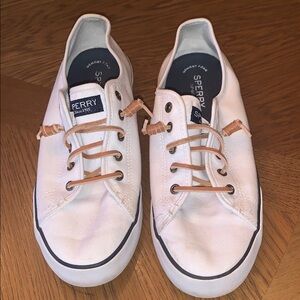 SPERRY Top Sider White Canvas Slip On Sneakers Shoes SZ 10